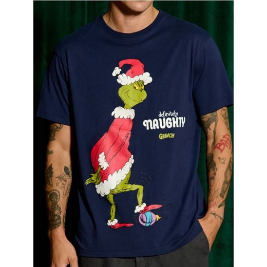Sinsay - Koszulka Grinch - granatowy ze sklepu Sinsay w kategorii T-shirty męskie - zdjęcie 186004248
