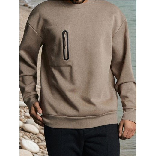 Sinsay - Bluza crewneck - brązowy ze sklepu Sinsay w kategorii Bluzy męskie - zdjęcie 186004256