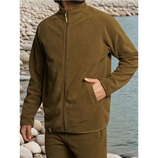 Sinsay - Rozpinana bluza polarowa bez kaptura - khaki ze sklepu Sinsay w kategorii Bluzy męskie - zdjęcie 186004265