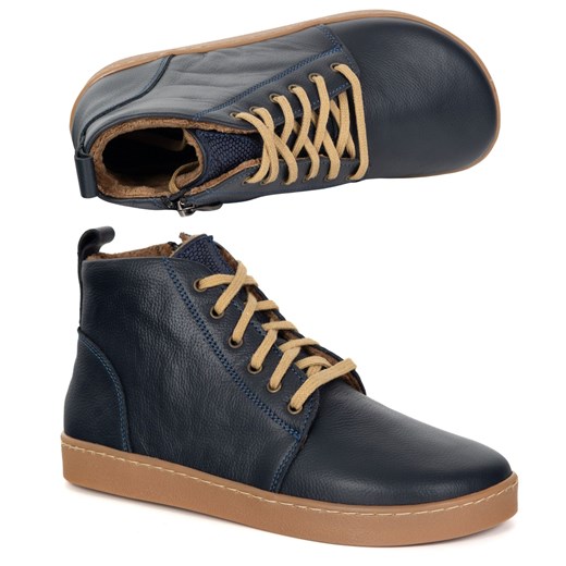 Buty damskie zimowe barefoot skórzane Z-B04 granatowe ze sklepu butyolivier w kategorii Botki - zdjęcie 186004537