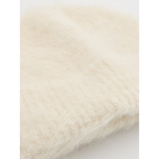 Reserved - Czapka z wełną alpaki - biały Reserved ONE SIZE Reserved