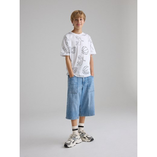 Reserved - Bawełniany t-shirt z nadrukiem - biały Reserved 170 (13-14 lat) Reserved