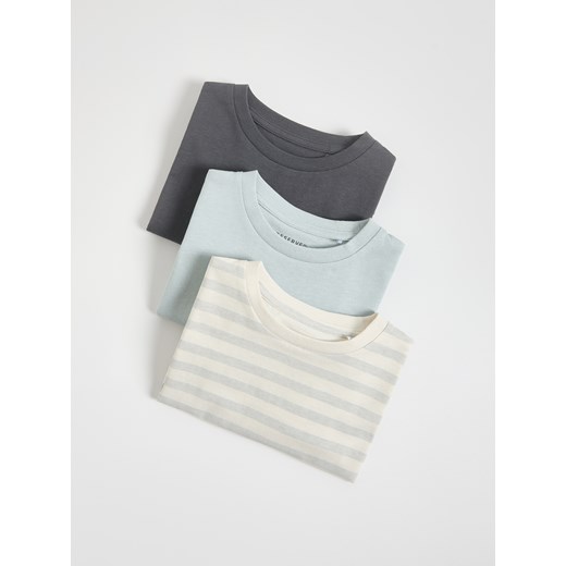 Reserved - Bawełniany longsleeve 3 pack - złamana biel ze sklepu Reserved w kategorii T-shirty chłopięce - zdjęcie 186005705