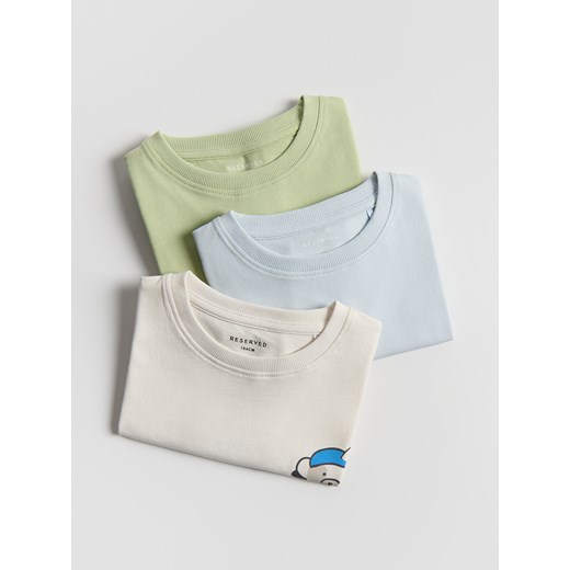 Reserved - Bawełniany t-shirt 3 pack - złamana biel ze sklepu Reserved w kategorii T-shirty chłopięce - zdjęcie 186005918