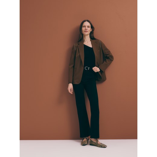 Reserved - Spodnie flare z paskiem - czarny ze sklepu Reserved w kategorii Spodnie damskie - zdjęcie 186005937