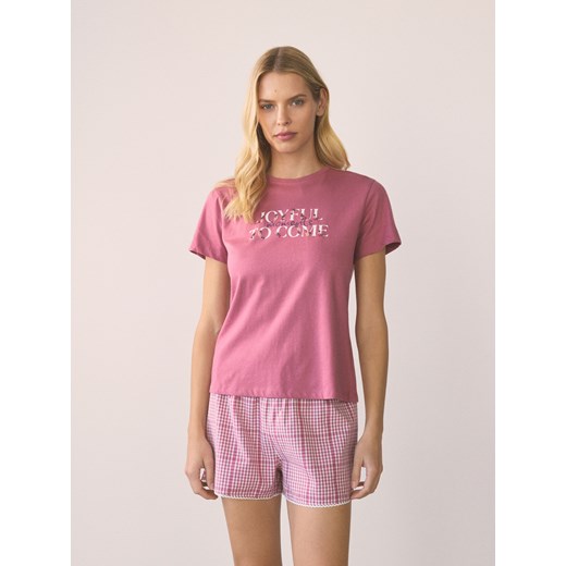 Reserved - Dwuczęściowa piżama z nadrukiem - jasnofioletowy ze sklepu Reserved w kategorii Piżamy damskie - zdjęcie 186006129