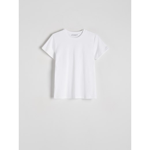 Reserved - Bawełniany t-shirt - biały ze sklepu Reserved w kategorii Bluzki damskie - zdjęcie 186006236