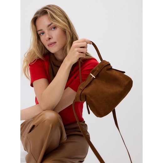Reserved - Torebka z imitacji zamszu - brązowy ze sklepu Reserved w kategorii Listonoszki - zdjęcie 186006398