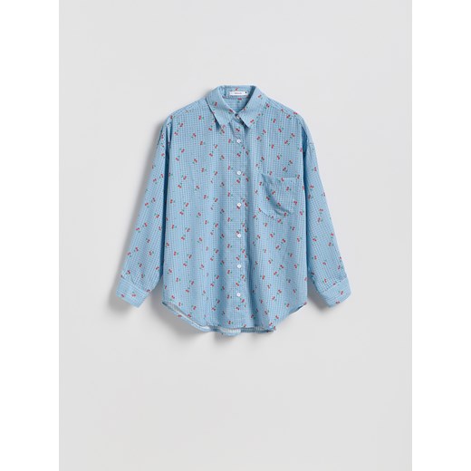 Reserved - Wzorzysta koszula - jasnoniebieski ze sklepu Reserved w kategorii Koszule damskie - zdjęcie 186006407