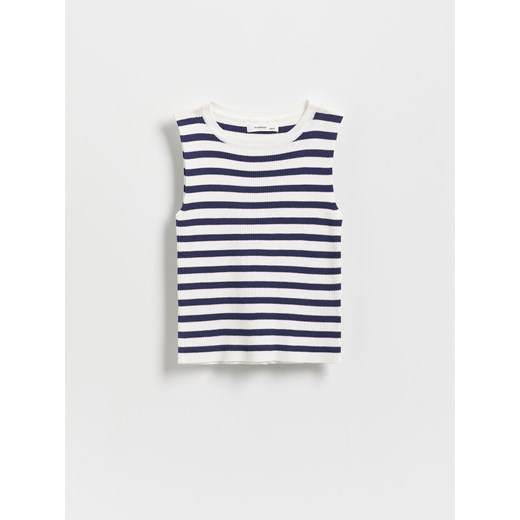 Reserved - Prążkowany top w paski - granatowy ze sklepu Reserved w kategorii Bluzki dziewczęce - zdjęcie 186006956