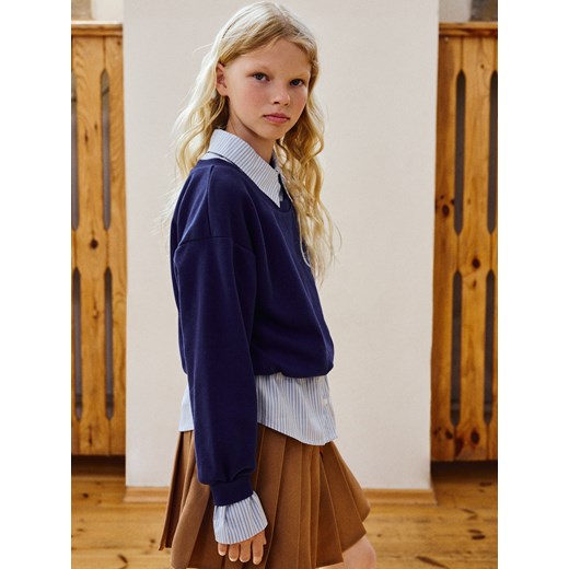 Reserved - Bluza z imitacją koszuli - granatowy ze sklepu Reserved w kategorii Bluzy dziewczęce - zdjęcie 186007155