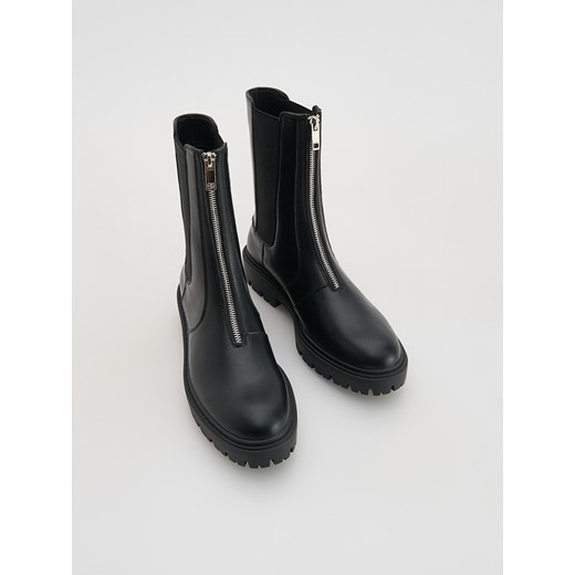 Reserved - Botki z suwakiem - czarny Reserved 40 Reserved
