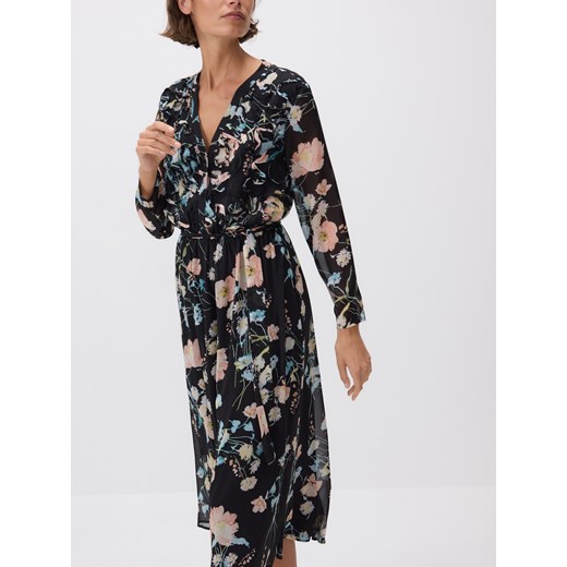 Reserved - Wzorzysta sukienka z wiązaniem - wielobarwny Reserved XS wyprzedaż Reserved