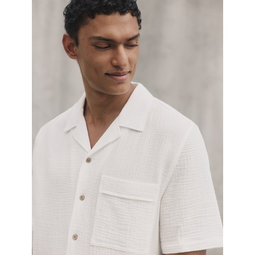 Reserved - Koszula regular z bawełny - biały ze sklepu Reserved w kategorii Koszule męskie - zdjęcie 186007679
