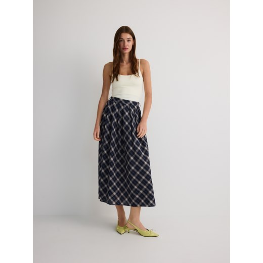 Reserved - Bawełniana spódnica w kratę - granatowy Reserved S wyprzedaż Reserved