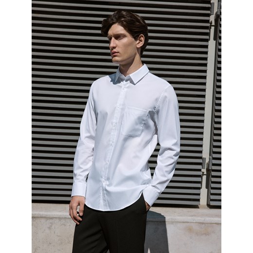 Reserved - Bawełniana koszula slim fit - biały ze sklepu Reserved w kategorii Koszule męskie - zdjęcie 186008065