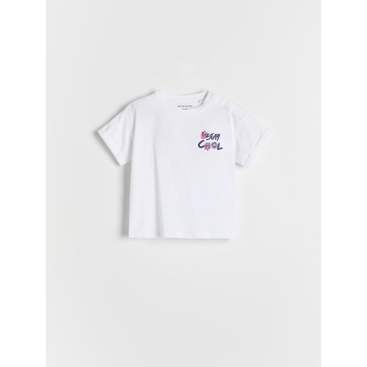 Reserved - T-shirt z wypukłym nadrukiem - biały ze sklepu Reserved w kategorii Bluzki dziewczęce - zdjęcie 186008136