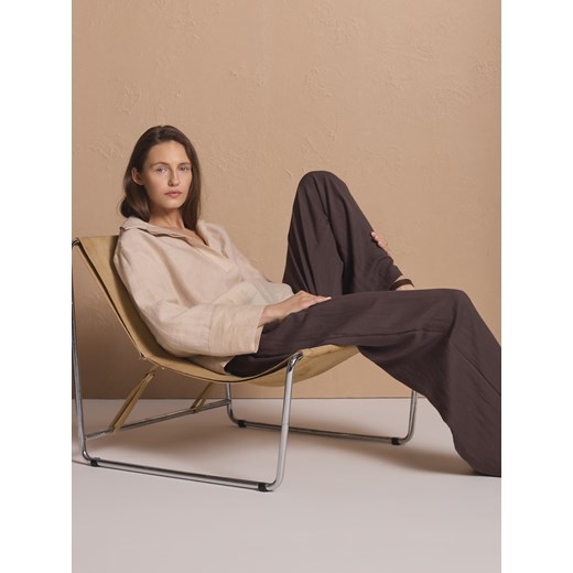 Reserved - Koszula z lnem - kremowy ze sklepu Reserved w kategorii Bluzki damskie - zdjęcie 186008317