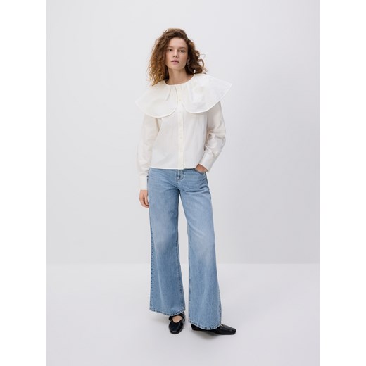 Reserved - Koszula z ozdobnym kołnierzem - złamana biel ze sklepu Reserved w kategorii Koszule damskie - zdjęcie 186008366