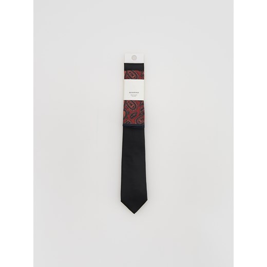 Reserved - Krawat z poszetką - czarny ze sklepu Reserved w kategorii Krawaty - zdjęcie 186008448