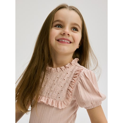 Reserved - Bawełniane body z falbaną - pastelowy róż Reserved 80 (9-12 m.) promocja Reserved