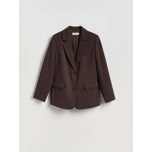 Reserved - Dwurzędowa marynarka - ciemnobrązowy ze sklepu Reserved w kategorii Marynarki damskie - zdjęcie 186009288