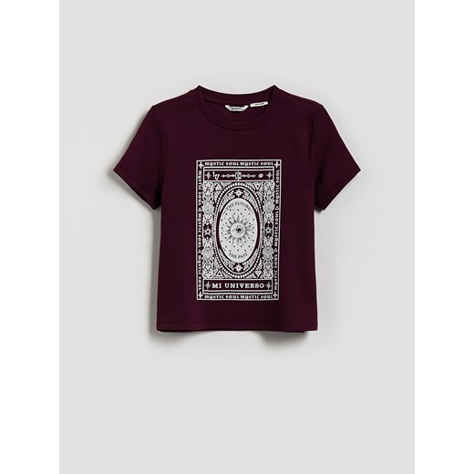 Reserved - Bawełniany t-shirt z nadrukiem - bordowy ze sklepu Reserved w kategorii T-shirty chłopięce - zdjęcie 186009527