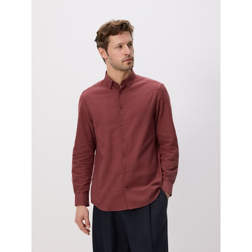 Reserved - Koszula regular z lnem - mahoniowy ze sklepu Reserved w kategorii Koszule męskie - zdjęcie 186011088