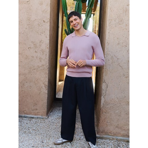 Reserved - Spodnie loose z domieszką lnu - granatowy ze sklepu Reserved w kategorii Spodnie męskie - zdjęcie 186011737