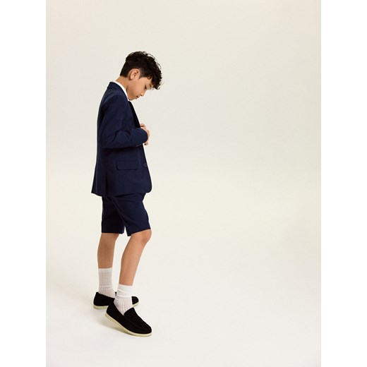 Reserved - Szorty z wiskozą - granatowy ze sklepu Reserved w kategorii Spodenki chłopięce - zdjęcie 186011789