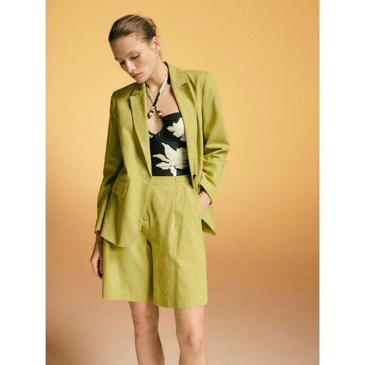Reserved - Szorty z dodatkiem lnu - zielony ze sklepu Reserved w kategorii Szorty - zdjęcie 186011856