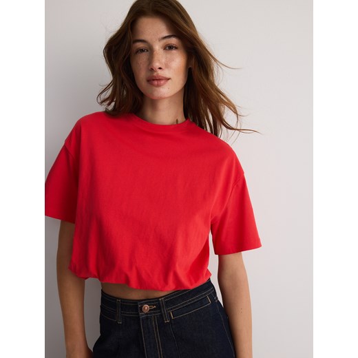 Reserved - Krótki t-shirt - czerwony ze sklepu Reserved w kategorii Bluzki damskie - zdjęcie 186013279