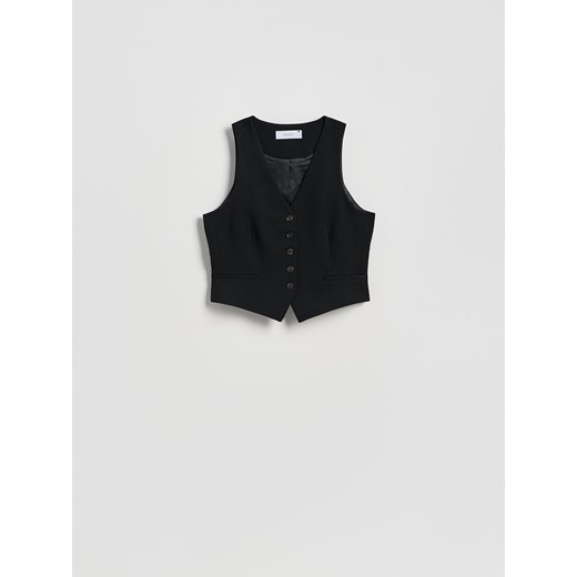 Reserved - Garniturowa kamizelka z wiskozą - czarny ze sklepu Reserved w kategorii Kamizelki damskie - zdjęcie 186013519