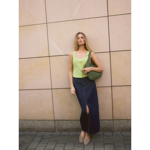 Mohito - Jeansowa spódnica maxi - granatowy ze sklepu Mohito w kategorii Spódnice - zdjęcie 186013955