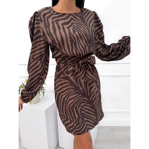 Brązowa Sukienka w Zwierzęcy Print ze sklepu ModnaKiecka.pl w kategorii Sukienki - zdjęcie 186016487