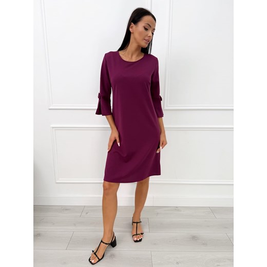 Fioletowa Klasyczna Sukienka z Rozszerzanym Rękawem Modnakiecka.pl 38 ModnaKiecka.pl
