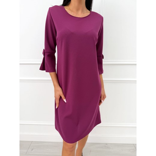 Fioletowa Klasyczna Sukienka z Rozszerzanym Rękawem Modnakiecka.pl 42 ModnaKiecka.pl