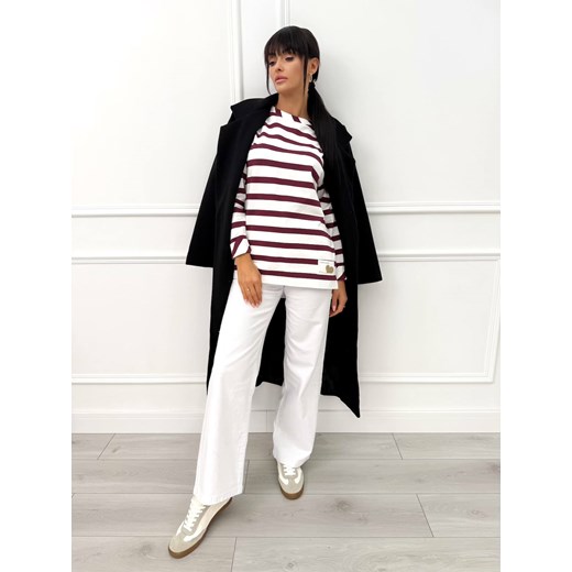 Biała Bluzka w Bordowe Paski Modnakiecka.pl 42 ModnaKiecka.pl