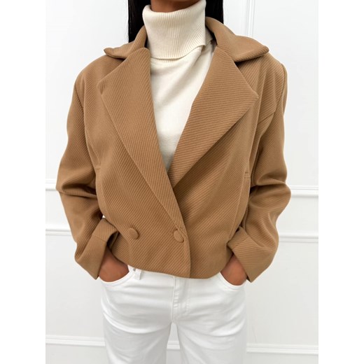 Brązowy Krótki Płaszczyk Modnakiecka.pl 42 ModnaKiecka.pl