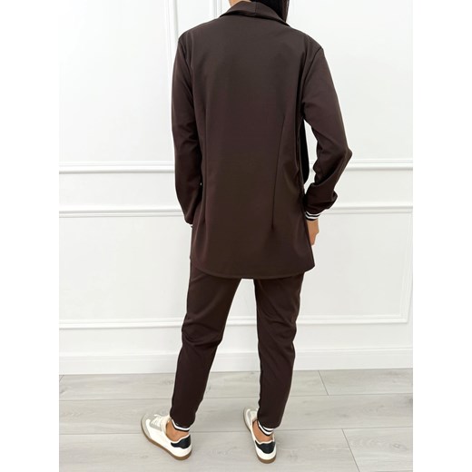 Czekoladowy Komplet Marynarka + Spodnie Modnakiecka.pl 46 ModnaKiecka.pl