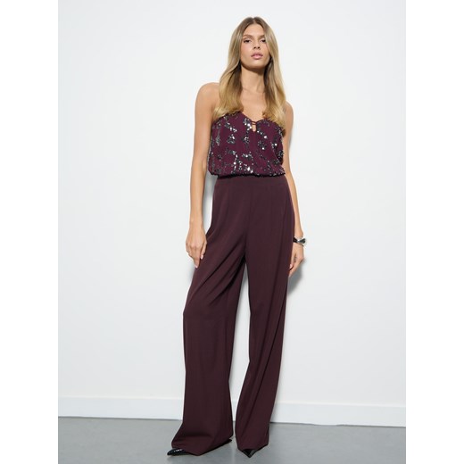 Mohito - Spodnie z szeroką nogawką - mahoń ze sklepu Mohito w kategorii Spodnie damskie - zdjęcie 186017636