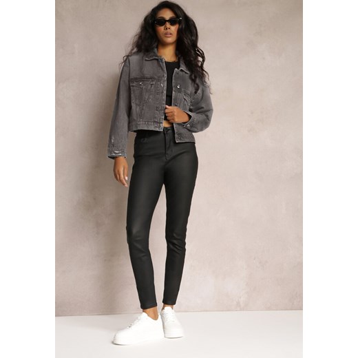 Czarne Casualowe Spodnie Skinny o Modelującym Fasonie Elovi ze sklepu renee.pl w kategorii Spodnie damskie - zdjęcie 186018176
