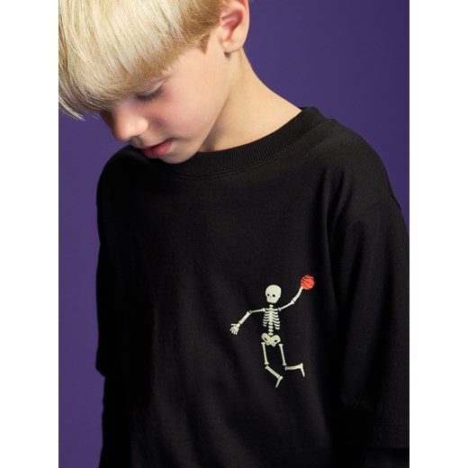 Reserved - Longsleeve z nadrukiem świecącym w ciemności - czarny Reserved 158 (12 lat) Reserved