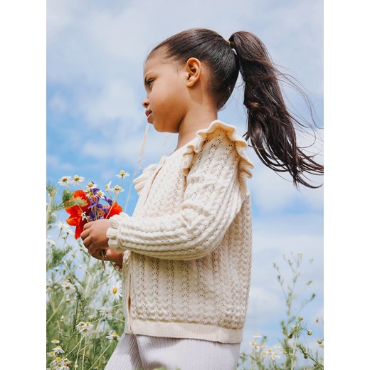 Reserved - Dzianinowy kardigan - kremowy ze sklepu Reserved w kategorii Swetry dziewczęce - zdjęcie 186024449