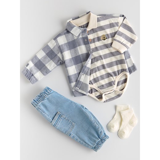 Reserved - Bawełniane body polo - fioletowy ze sklepu Reserved w kategorii Odzież dla niemowląt - zdjęcie 186024886