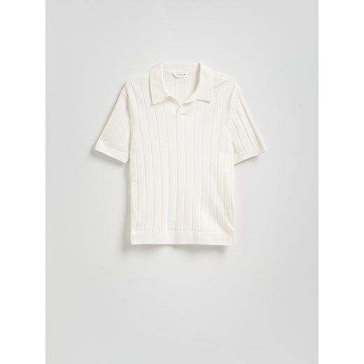 Reserved - Bawełniany sweter polo - złamana biel ze sklepu Reserved w kategorii Swetry męskie - zdjęcie 186024945