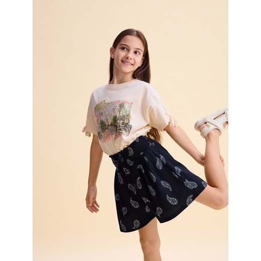 Reserved - Wzorzyste szorty - czarny ze sklepu Reserved w kategorii Spodenki dziewczęce - zdjęcie 186025097
