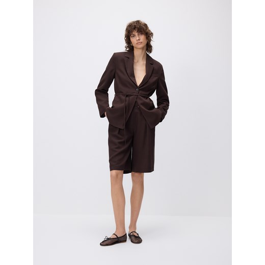 Reserved - Szerokie szorty z paskiem - ciemnobrązowy ze sklepu Reserved w kategorii Szorty - zdjęcie 186025218