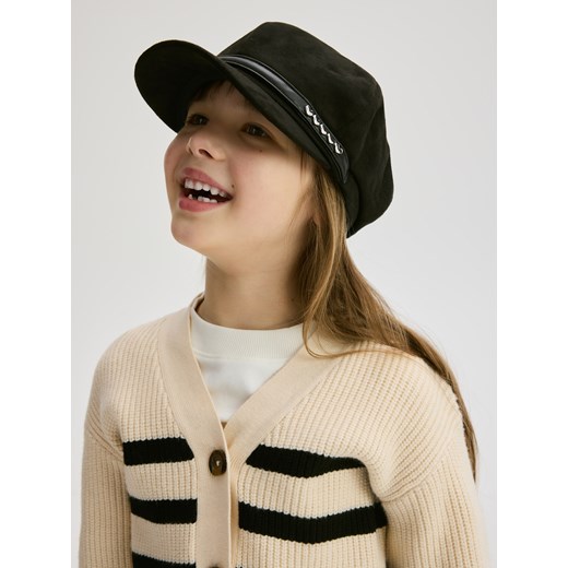 Reserved - Kaszkiet z imitacji zamszu - czarny ze sklepu Reserved w kategorii Czapki dziecięce - zdjęcie 186025636