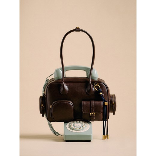 Reserved - Torebka na ramię z zawieszką - brązowy ze sklepu Reserved w kategorii Kuferki - zdjęcie 186025827